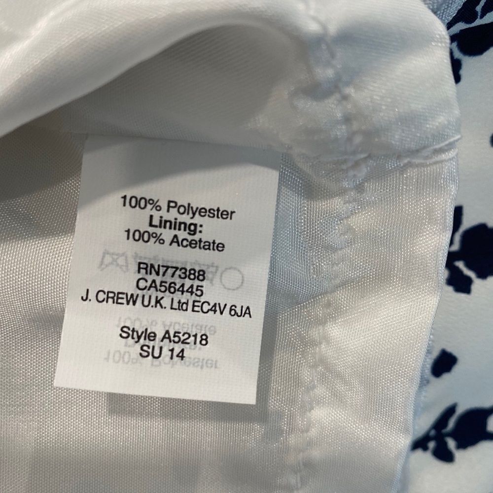 J. Crew Circle Neck Printed White and Navy Dress - Picture 11 of 11